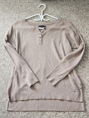 American Eagle Outfitters Taupe Henley Knit Pullover